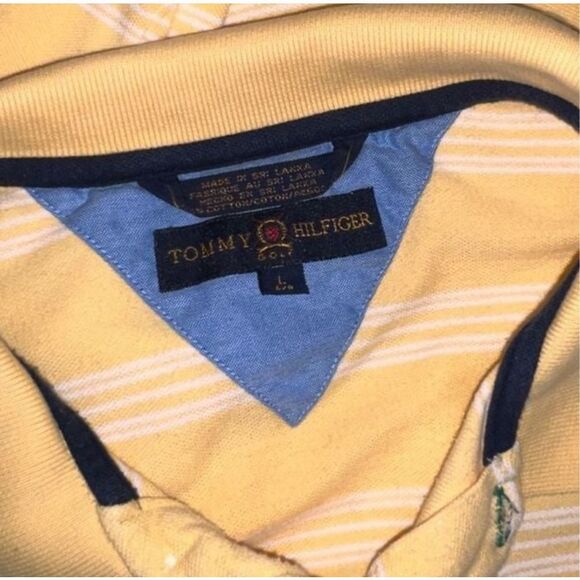 Y2K 2001 Tommy Hilfiger Golf Crest Yellow Pique Polo Large #67 - Picture 5 of 7